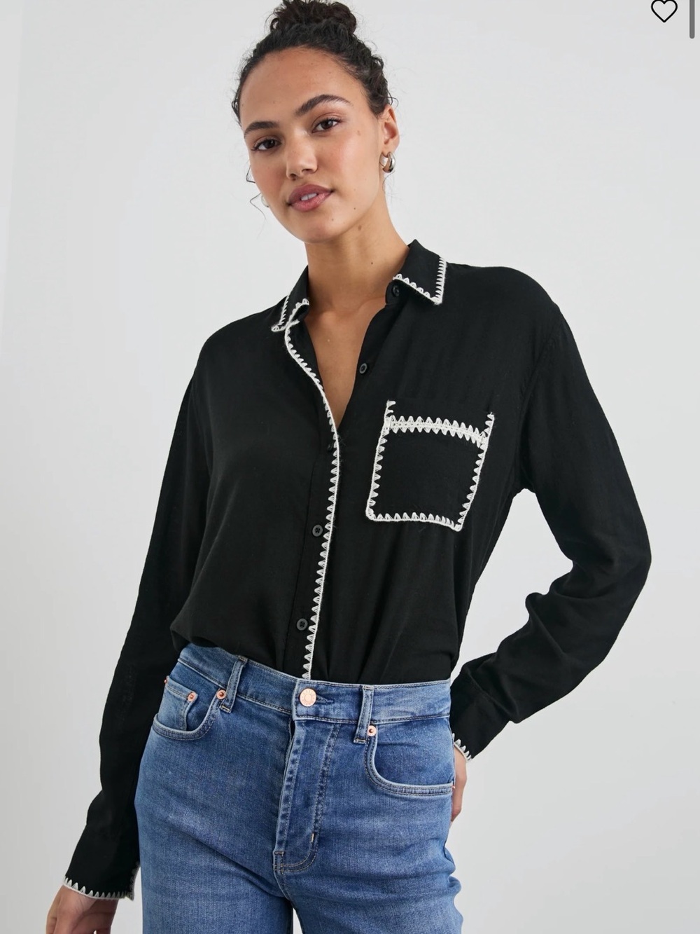 Rails Charli Shirt Black Blanket Stitch